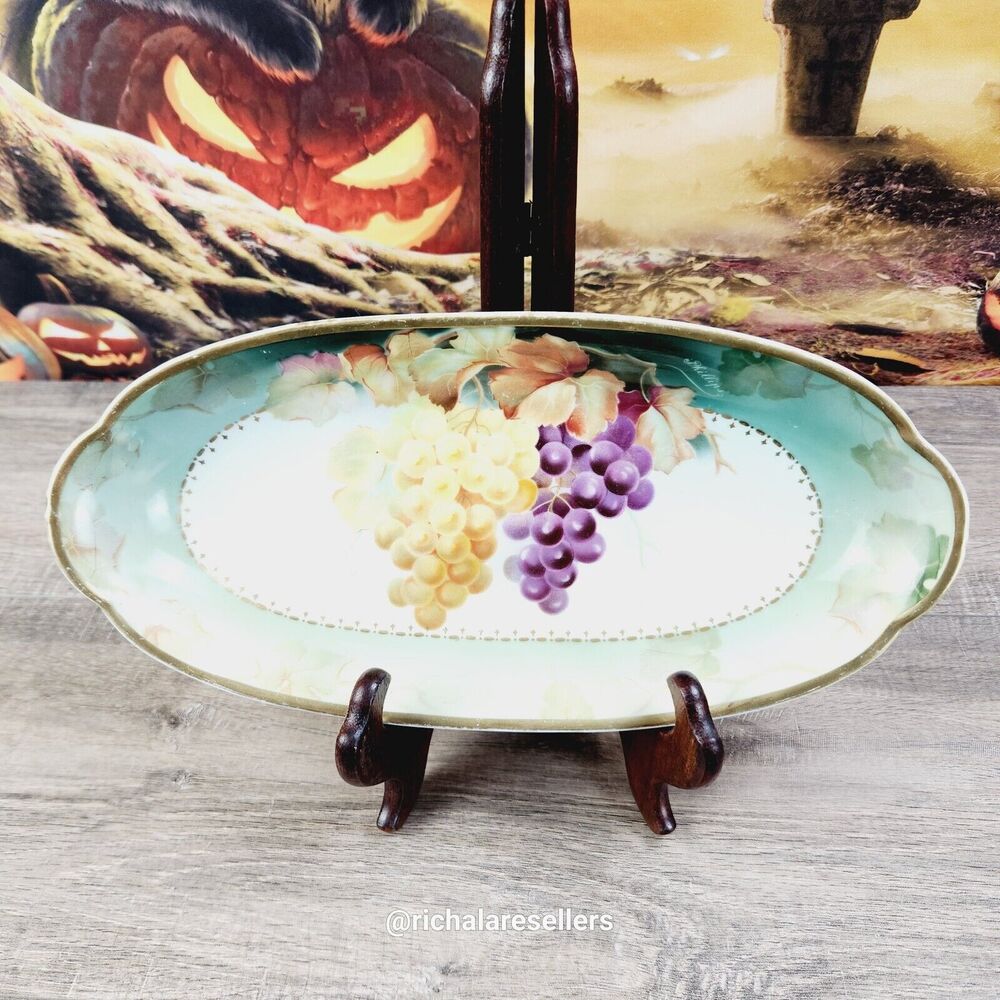 Thomas Sevres Bavaria 12" x 5.75" Hand Painted Serving Platter Signed Phillips